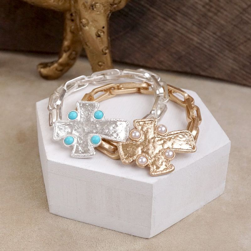 Golden Creed – Minimal Byzantine Cross Earrings