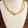 Boho Necklace – Knotted Rope and Chain in Gold Tone