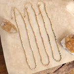 Dainty Classic Beaded Necklace – Matte Gold and Semi-Precious Stones