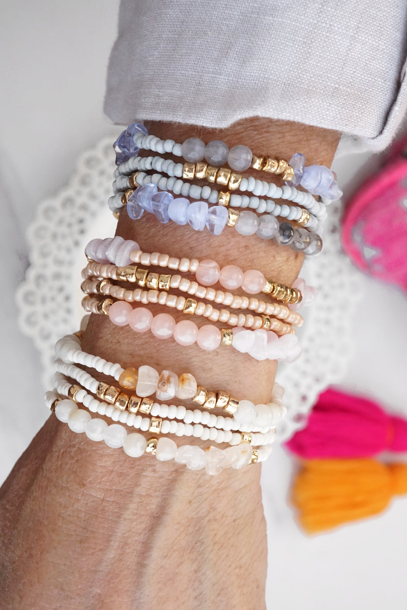 Sunwashed Layers – Dainty Beaded Bracelet Set (4pc)