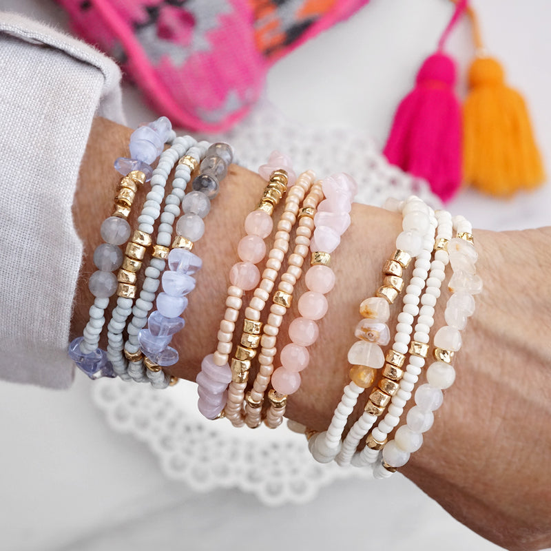 Sunwashed Layers – Dainty Beaded Bracelet Set (4pc)