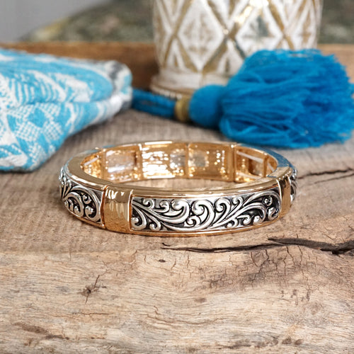 Timeless Filigree Stretch Bangles – Silver or Two-Tone