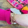 Heart bracelets stack set of 3 in worn gold tone