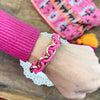 Chunky Chain Bracelet in Shiny Gold and Fuchsia