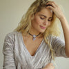 Leather Choker Dream Catcher Silver Black