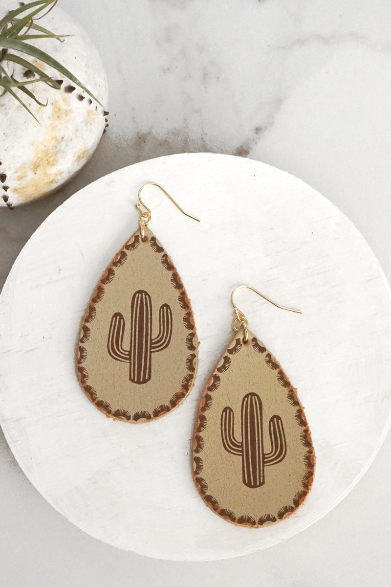 Cactus Leather Earrings