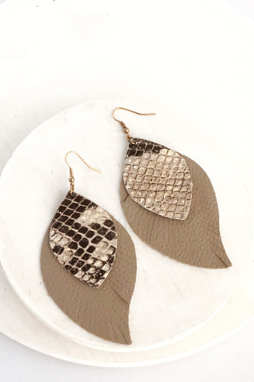 Snake Skin Leather Earrings
