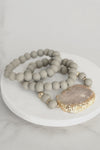 Wooden Beads, Sliced Stone Bracelet Set